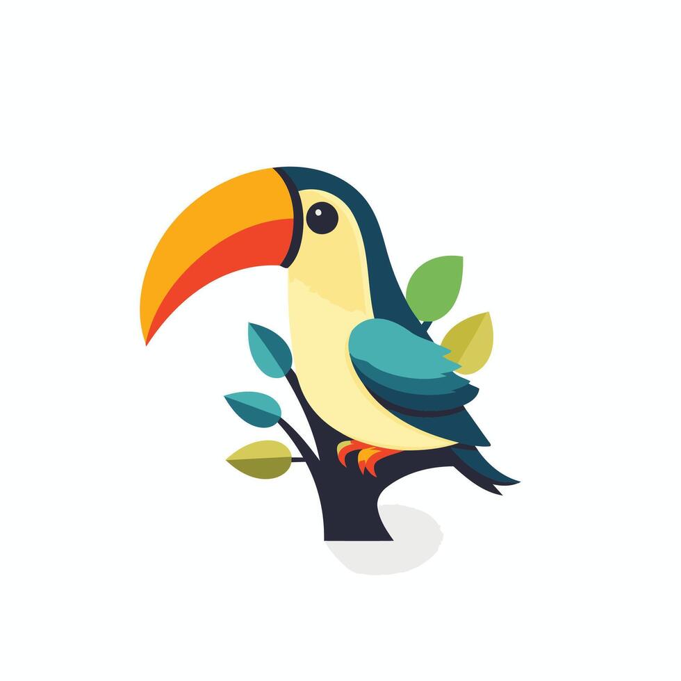 Toucan bird on tree branch illustration vector
