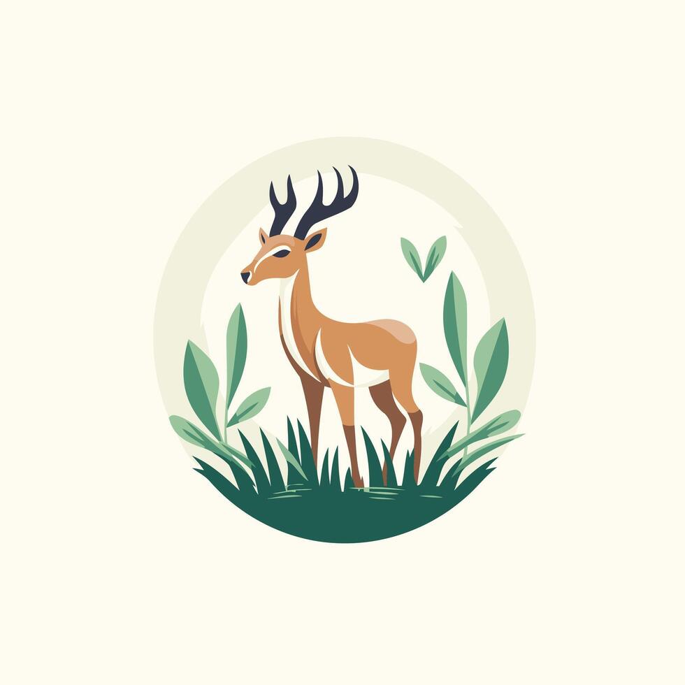 Deer in the grass illustration vector