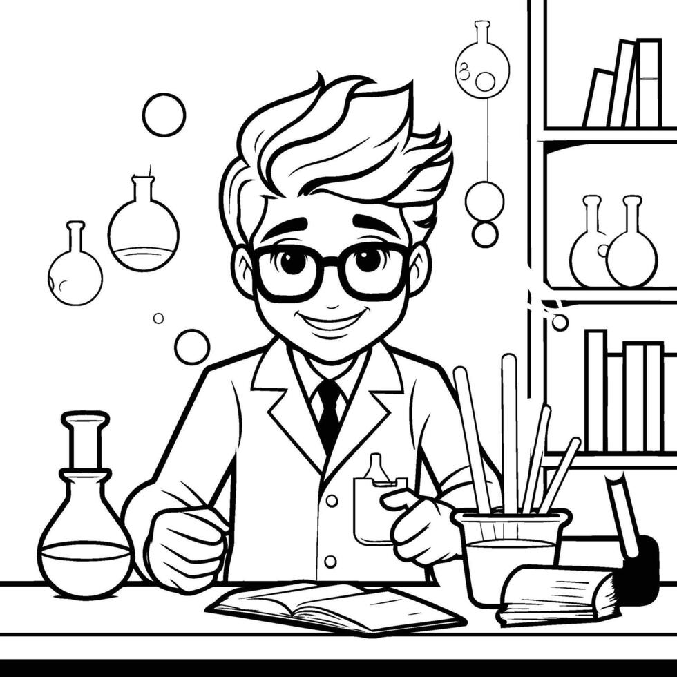 Coloring pages for kids science lab coloring pages vector