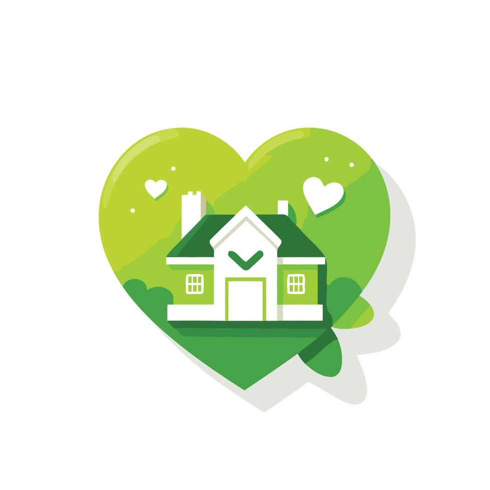 A green house with hearts on it vector