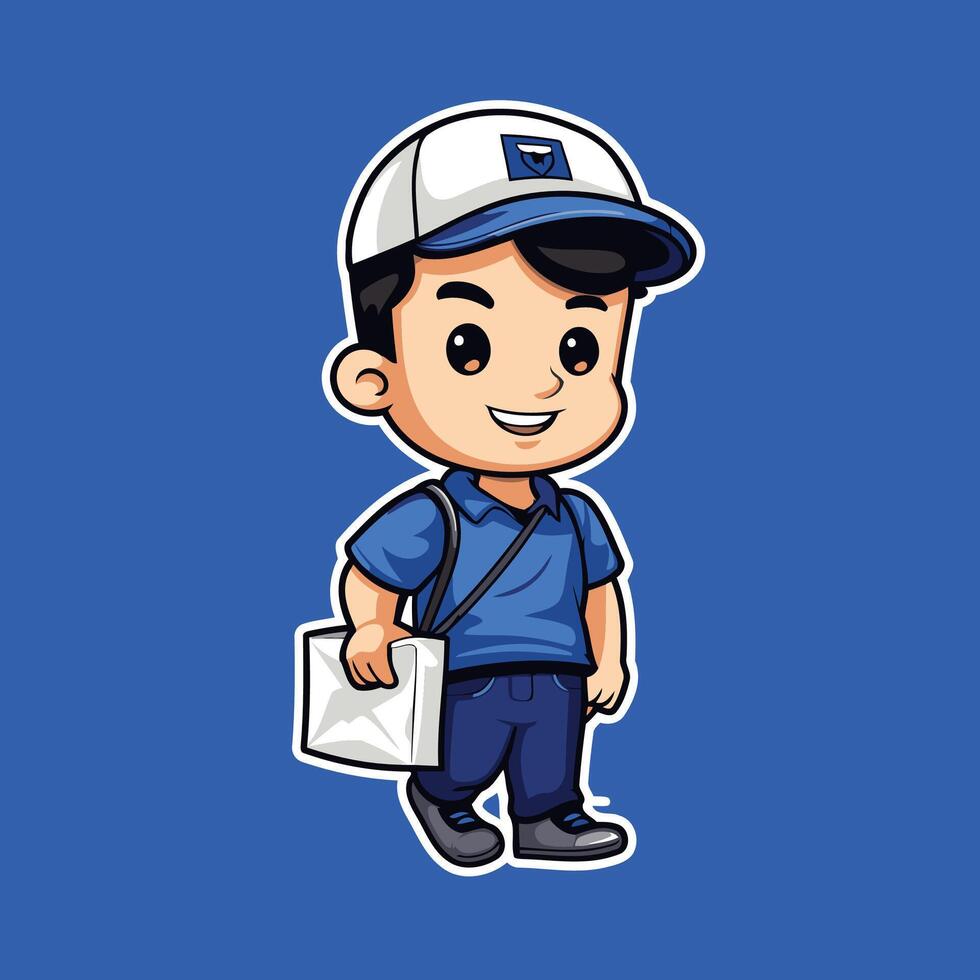 Cartoon postman with a letter in his hand vector