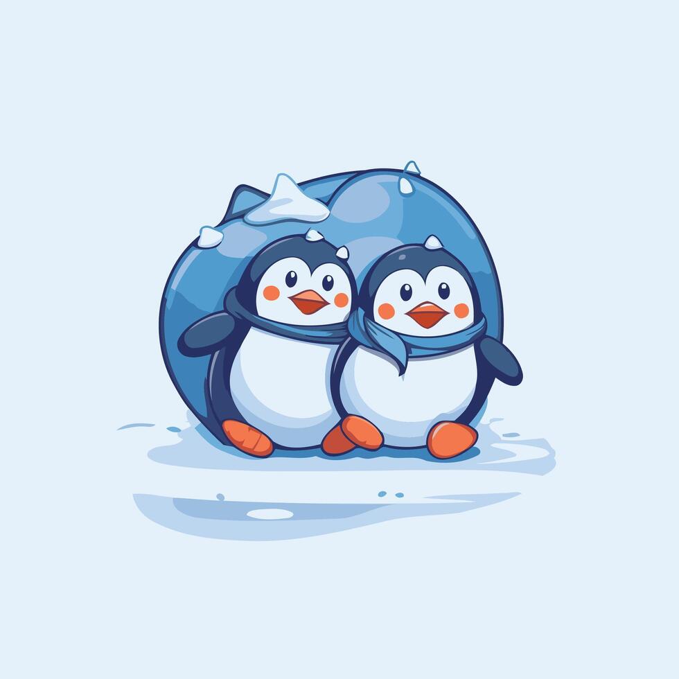 Penguins in the snow illustration vector