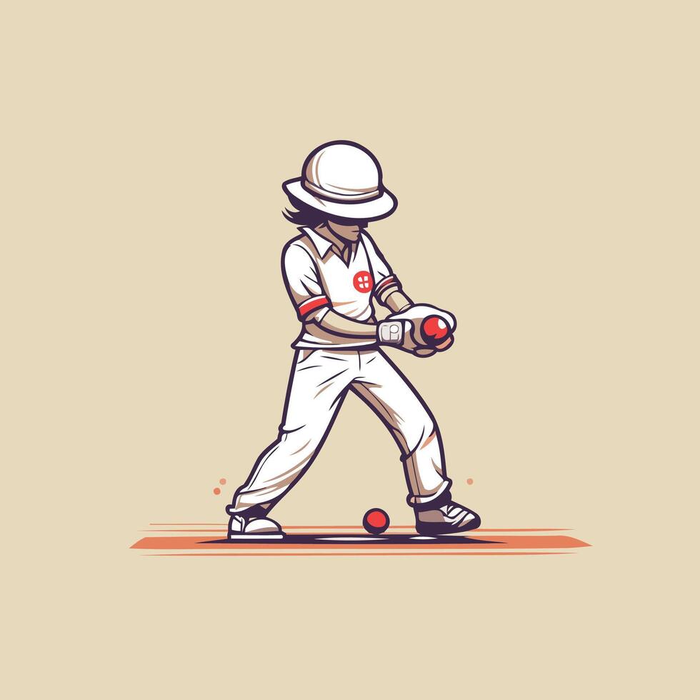 A cartoon illustration of a man in a baseball uniform vector