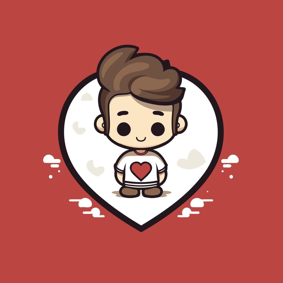 A cartoon boy holding a heart with a heart on it vector