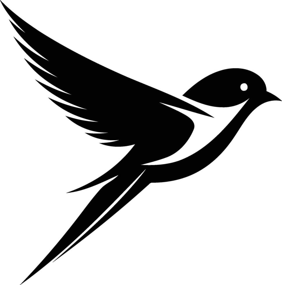 A black and white bird flying in the air vector