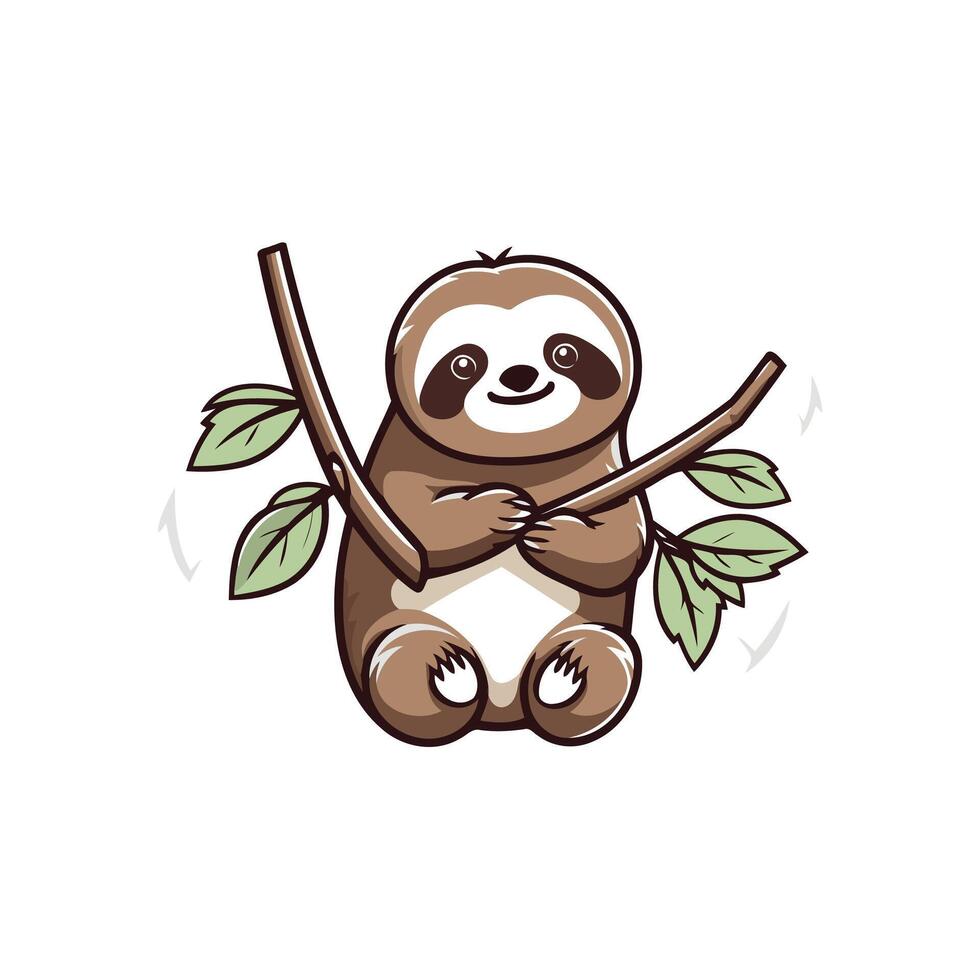 Sloth on tree branch vector