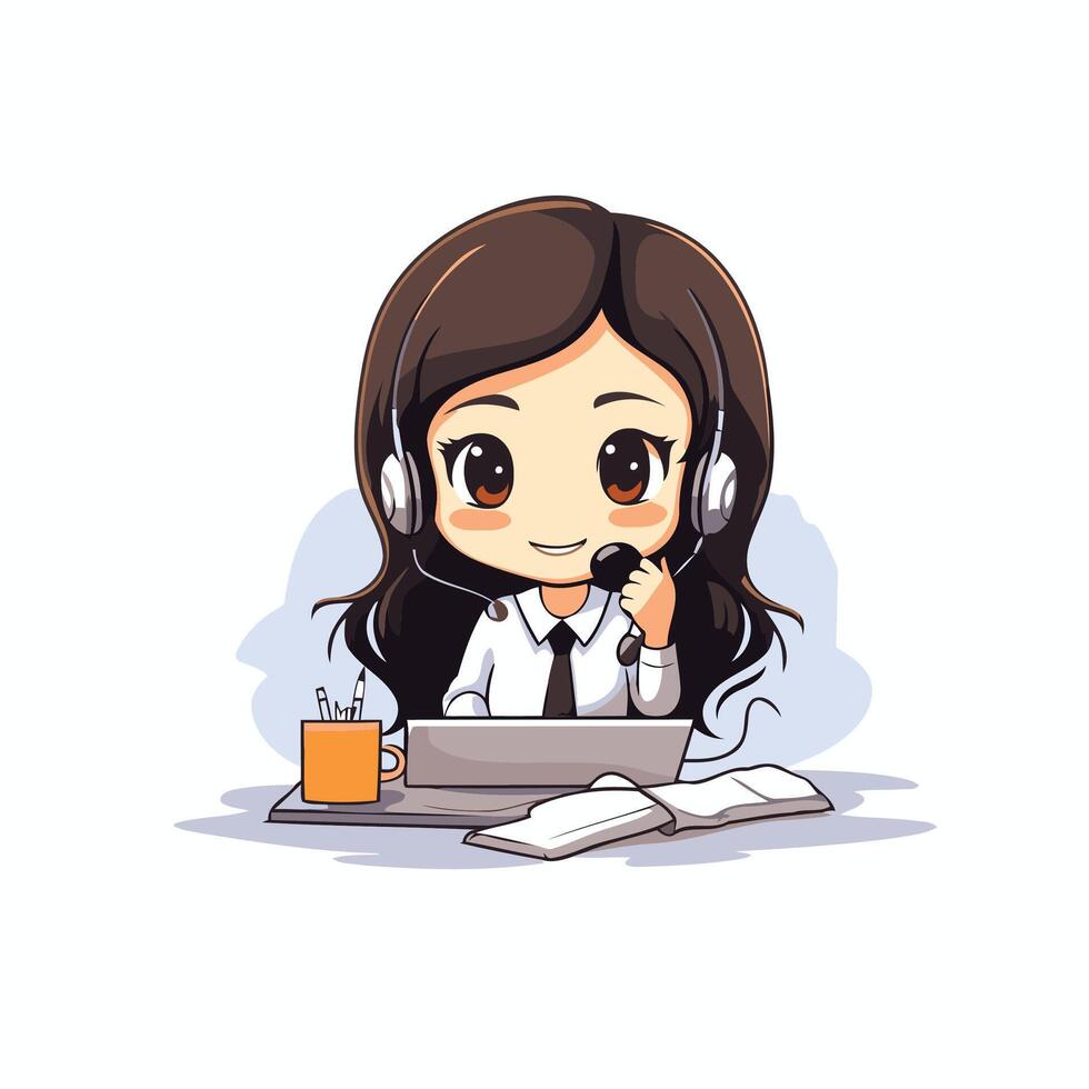 Call center girl illustration vector