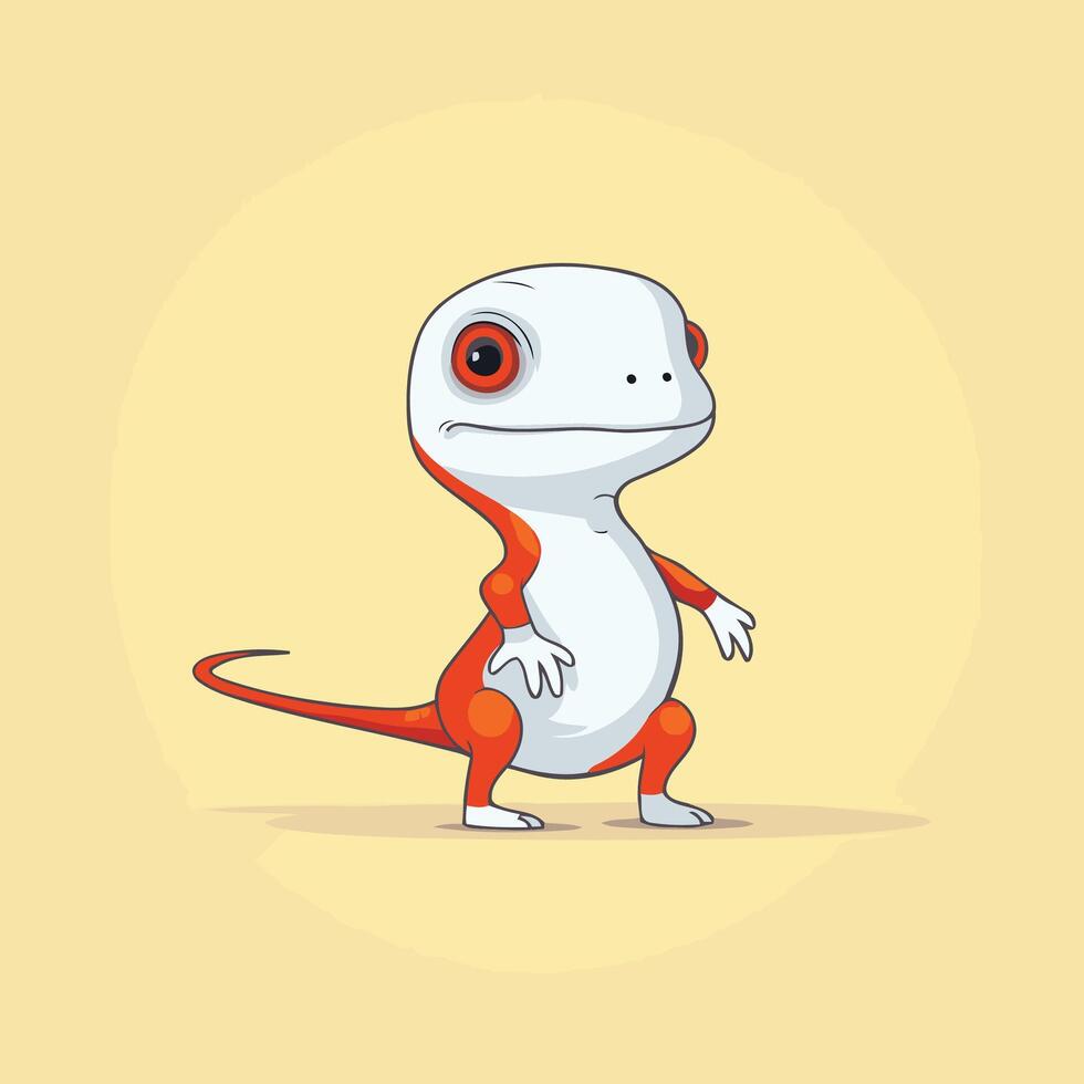 A cartoon lizard with red eyes and white body vector