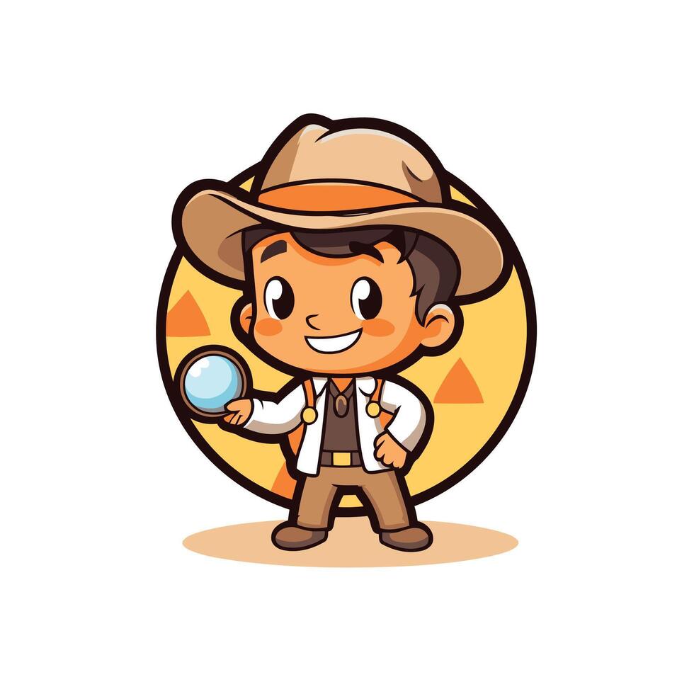 Cartoon character of a detective holding a magnifying glass vector