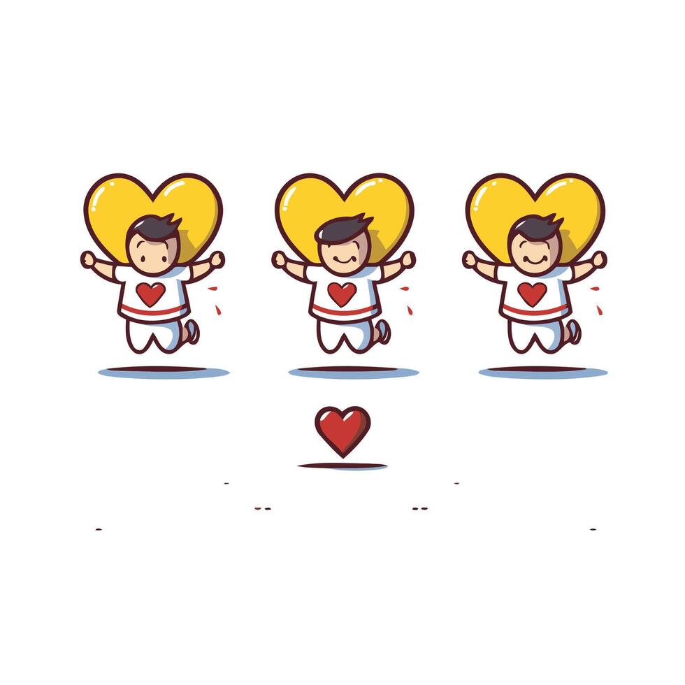 Four cartoon characters holding heart shaped balloons vector