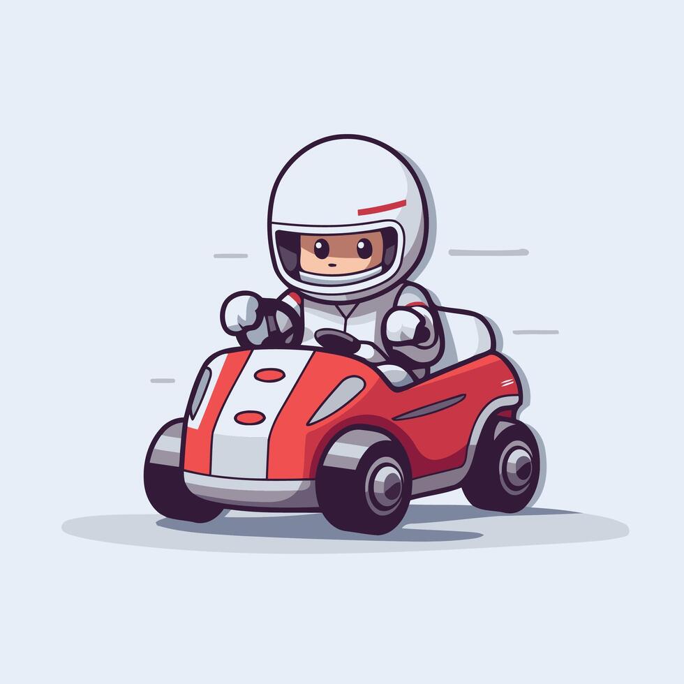 Cartoon character driving a go kart vector