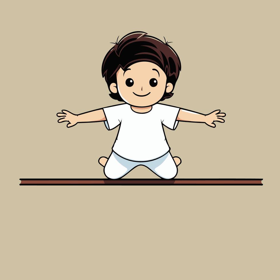 A cartoon boy sitting on a ledge vector