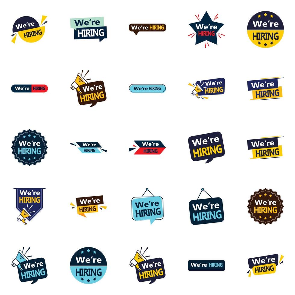 We are hiring stickers and badges vector
