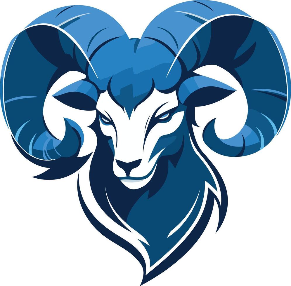 A ram head with blue horns on a white background vector