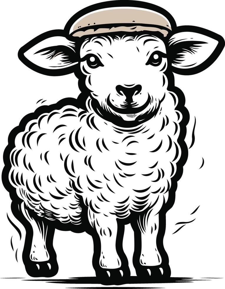 Sheep wearing a hat vector