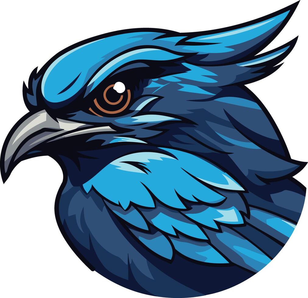 A blue bird head with a long beak vector