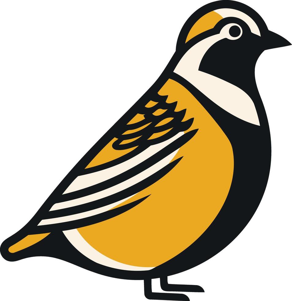 A yellow and black bird with a black and white head vector