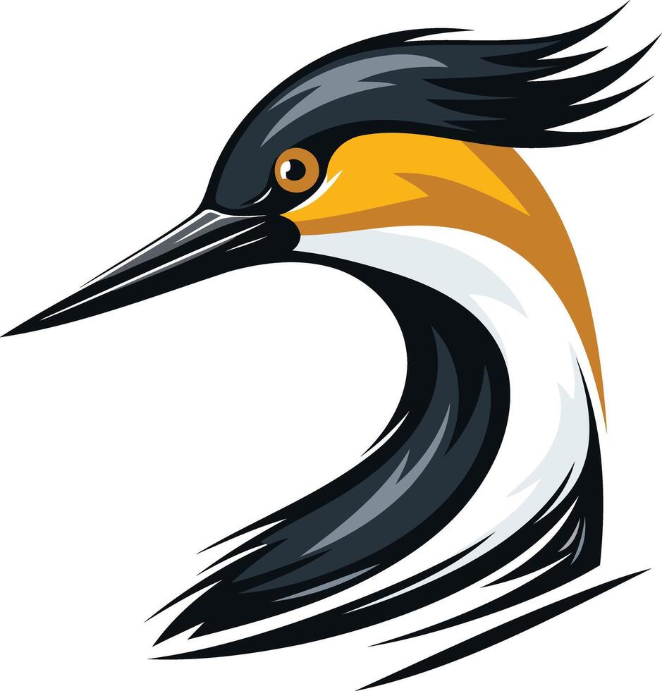 A bird with long beak and black and white feathers vector