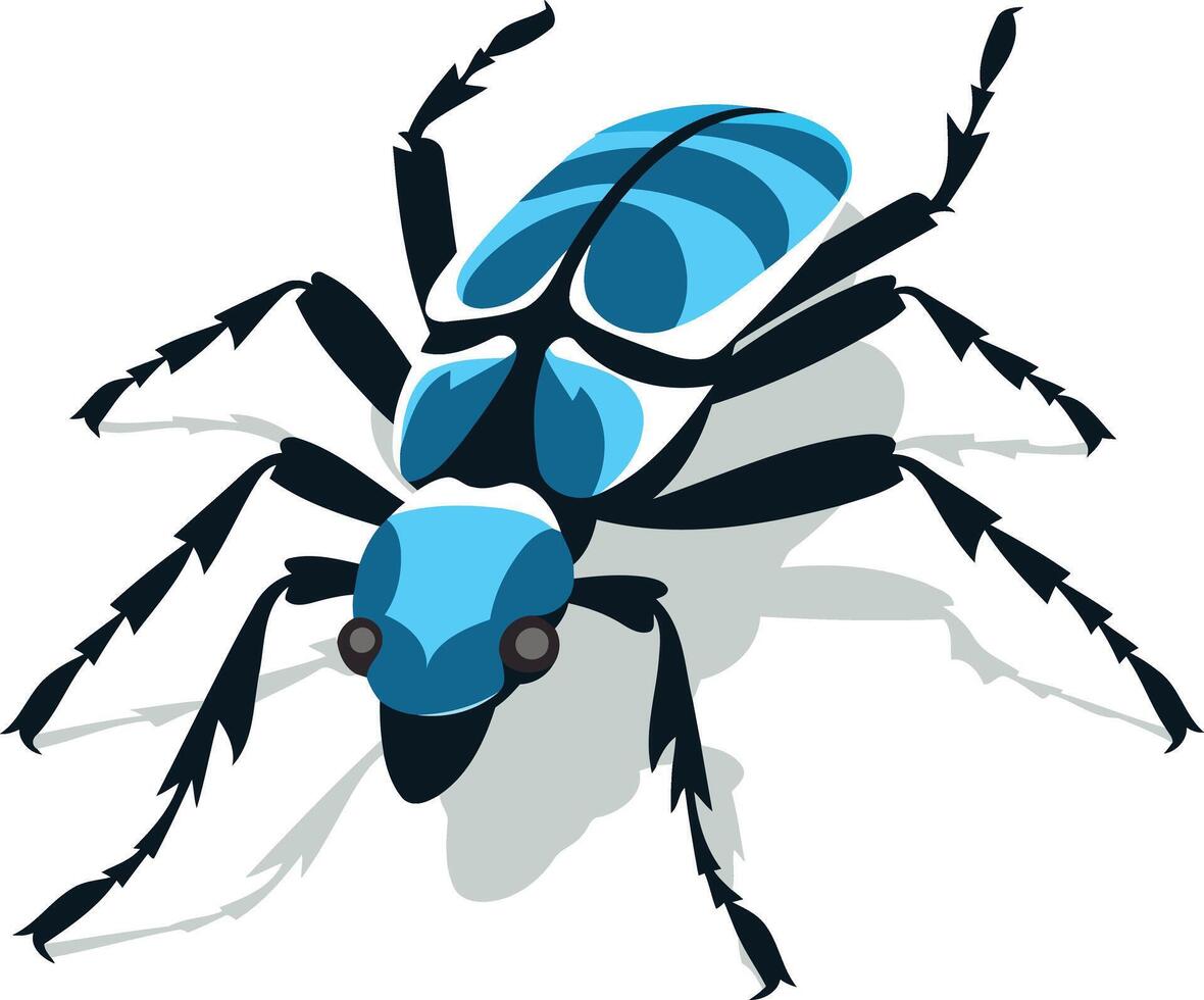 A blue bug with black and white stripes vector