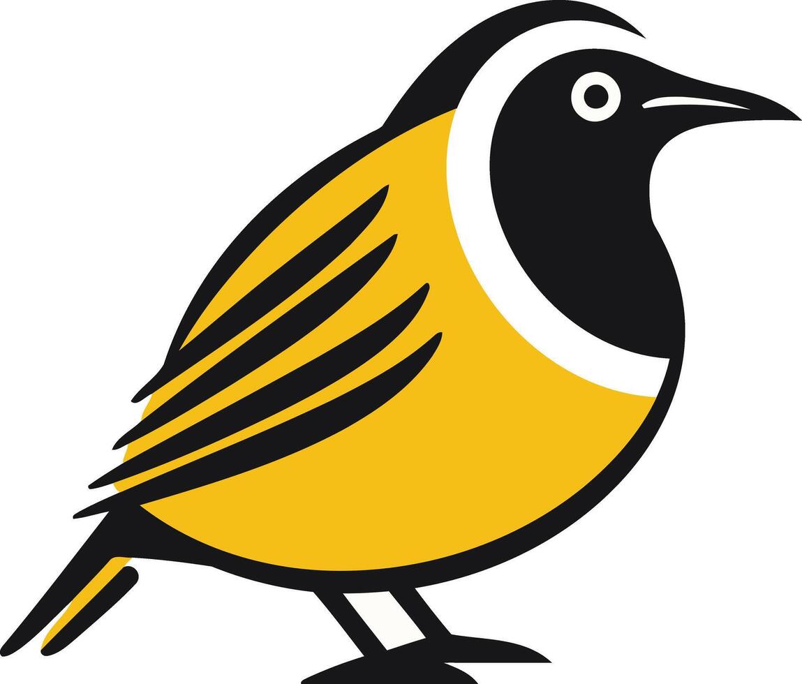 A yellow bird with black and white stripes vector