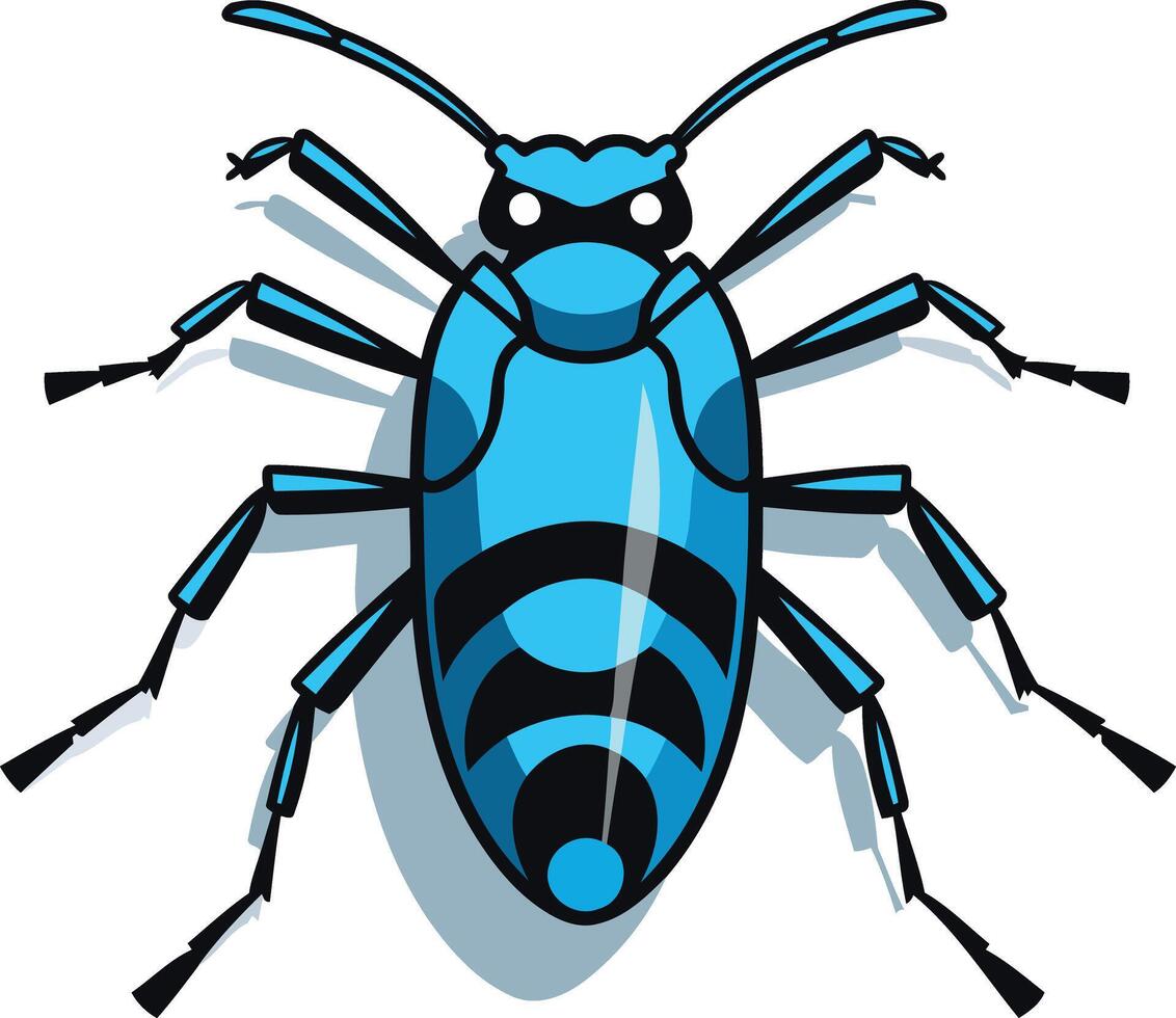 A blue bug with black stripes on its body vector