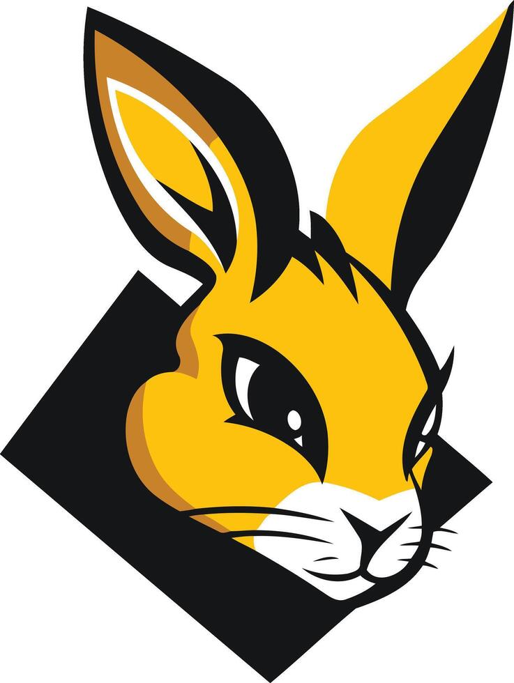 A yellow rabbit head with black ears vector