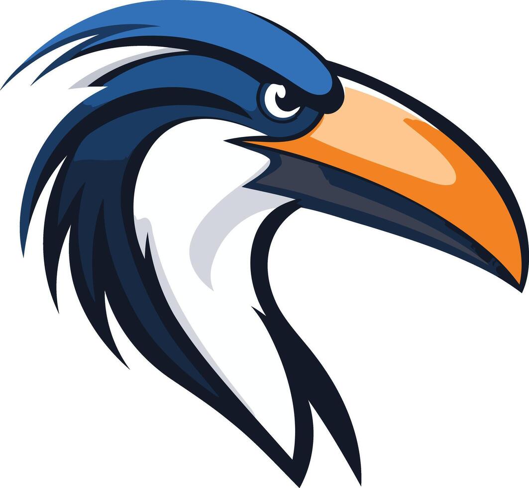 The head of a blue and orange bird vector