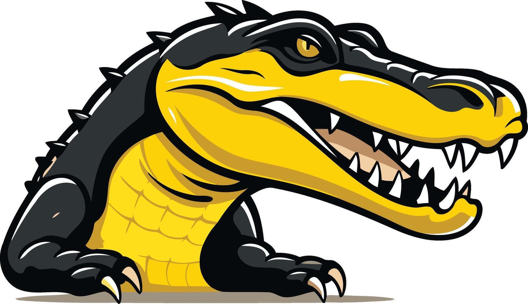 A cartoon alligator head with a yellow and black body vector