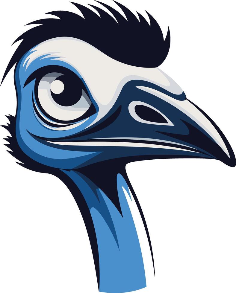 An ostrich head with a blue and black beak vector
