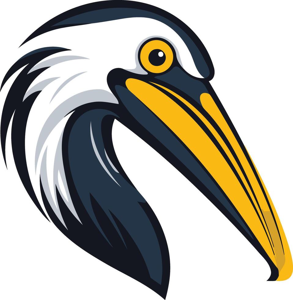 A pelican head with a long beak vector