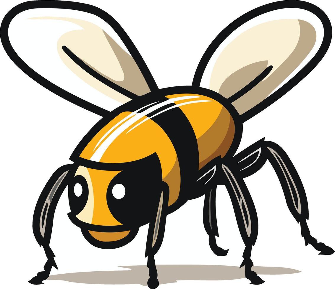 A cartoon bee with black and yellow wings vector