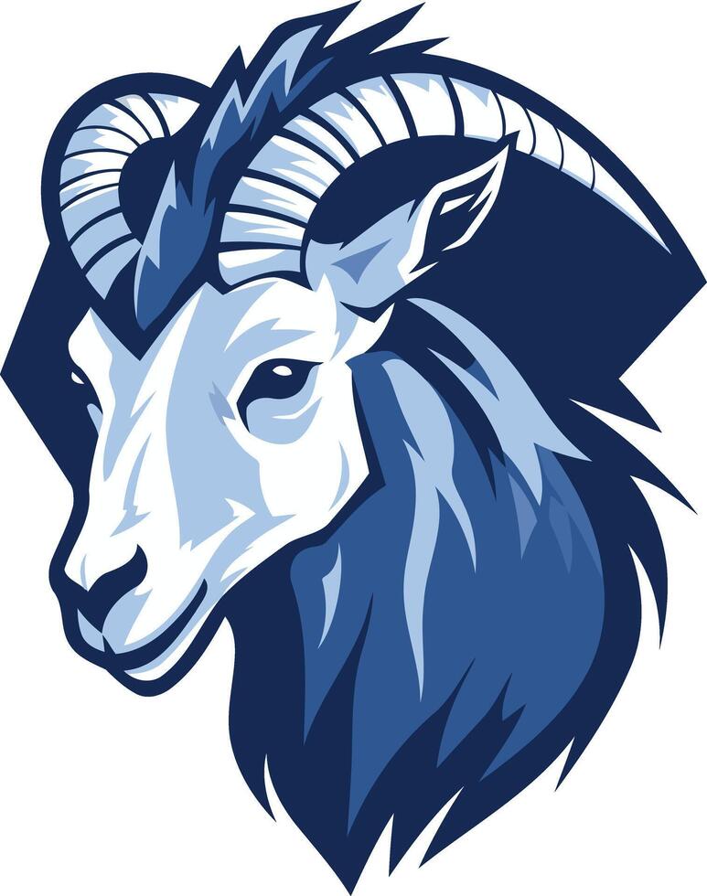 A ram head with horns and a blue background vector