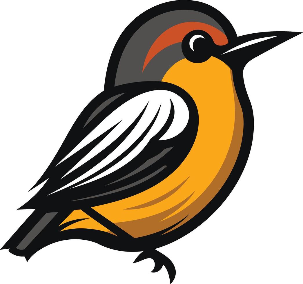 A bird with orange and black feathers vector