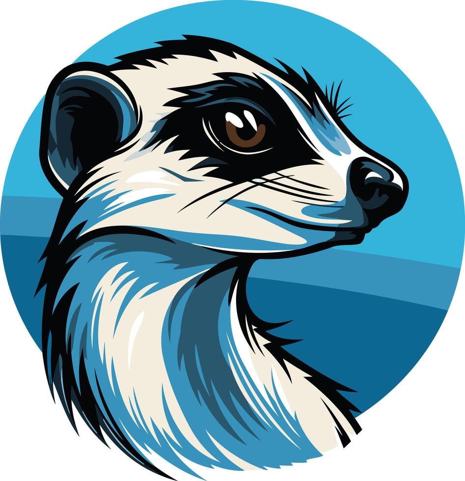 A meerkat head in a blue circle vector