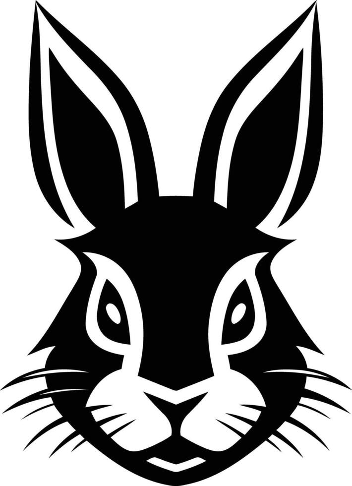 A black and white rabbit head on a white background vector