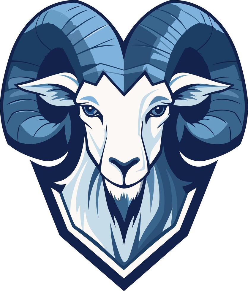 A ram head with horns and a blue background vector
