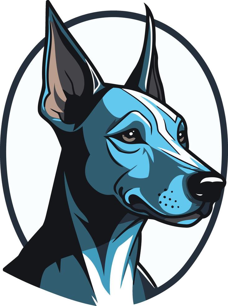 Blue and black dog head in a circle vector