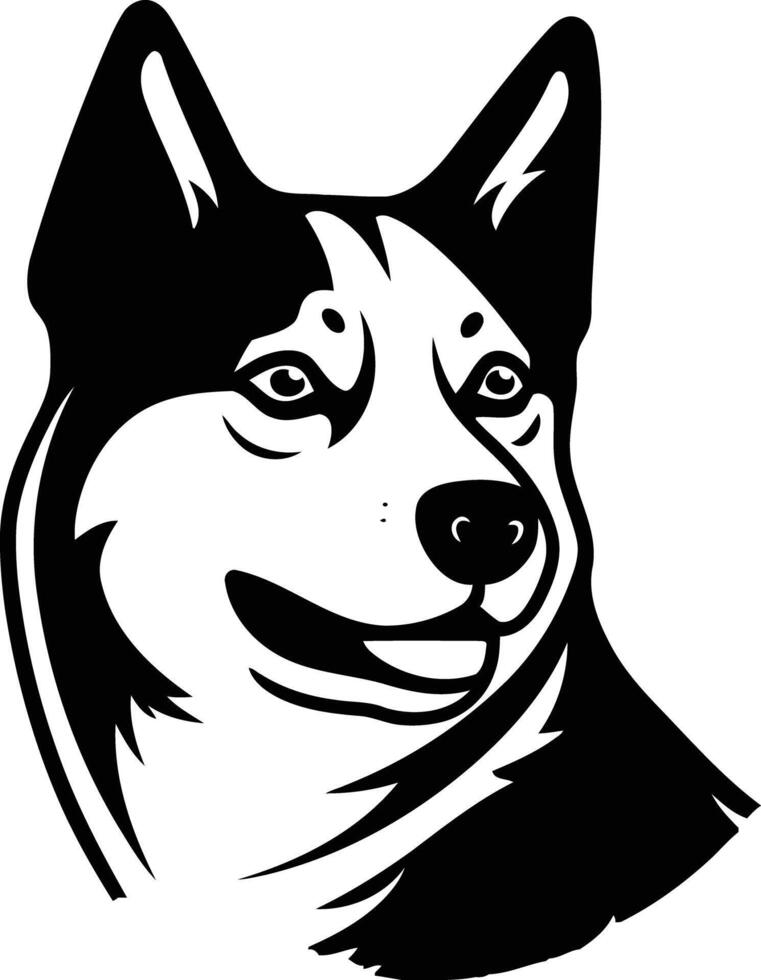 A black and white dog head with a smile vector