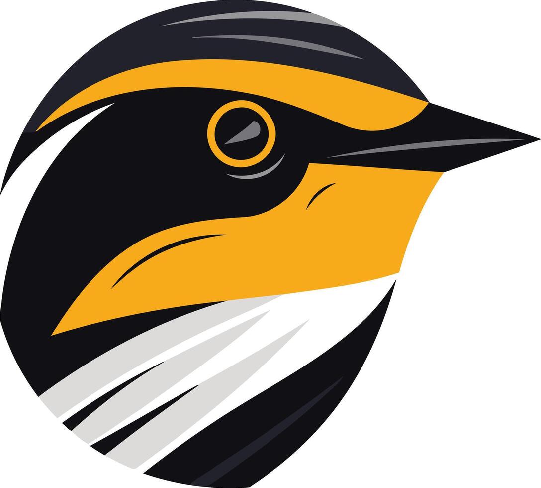 A black and yellow bird with a white beak vector