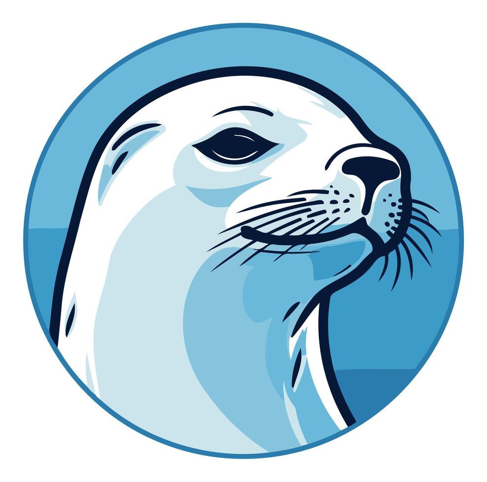A seal head in a blue circle vector