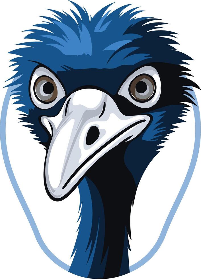 An emu head with a blue background vector