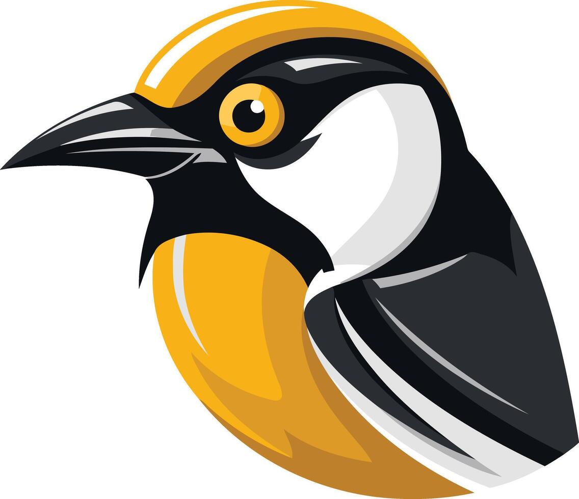 A yellow and black bird with a black beak vector
