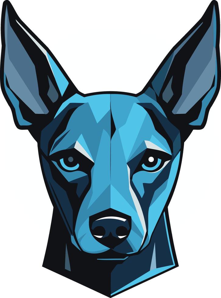 A blue dog head with large ears and a big nose vector