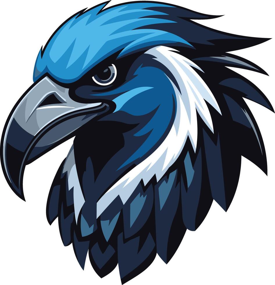 A blue eagle head with a black beak vector