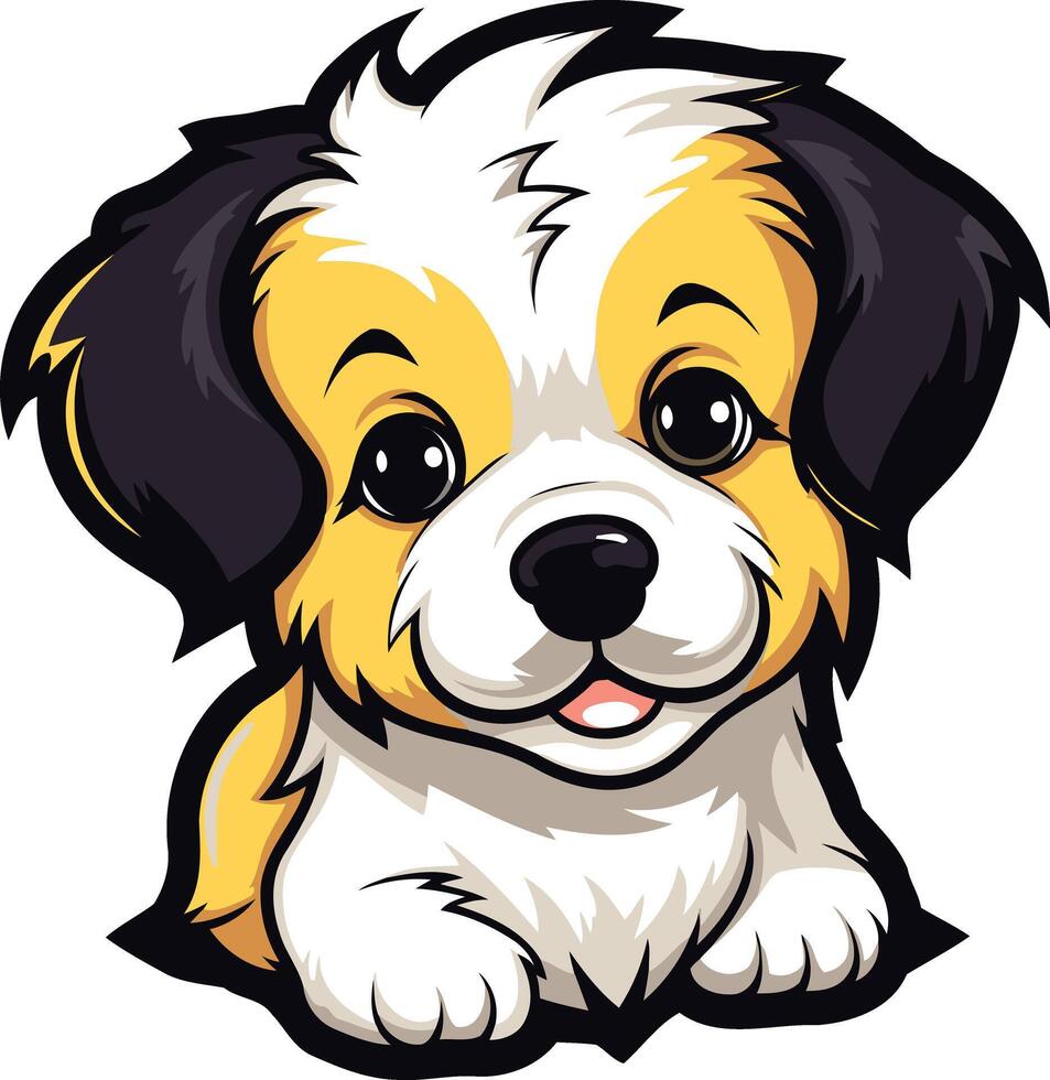 A cartoon dog with a black and white face vector