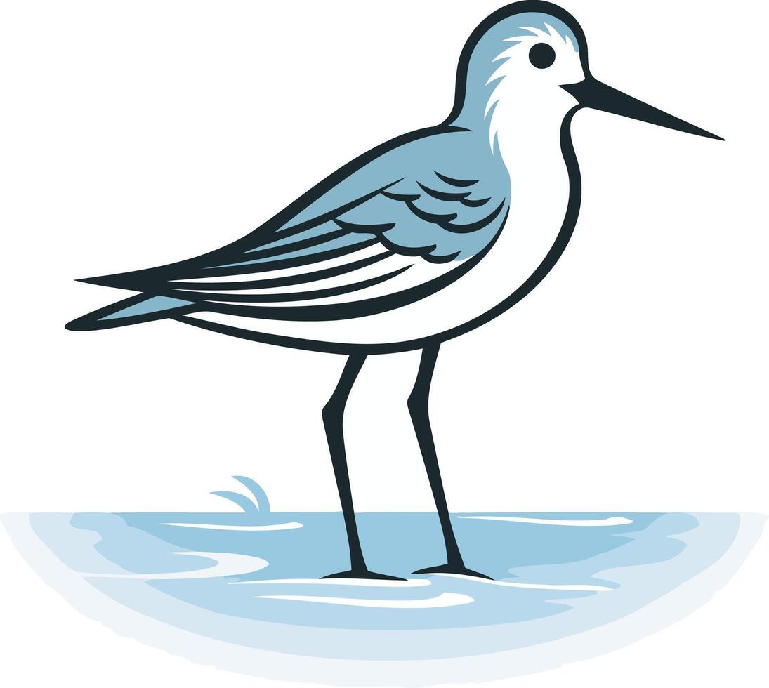 A bird standing on the water in the middle of the ocean vector