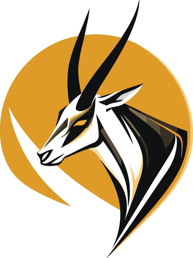 An antelope head with long horns on a yellow background vector