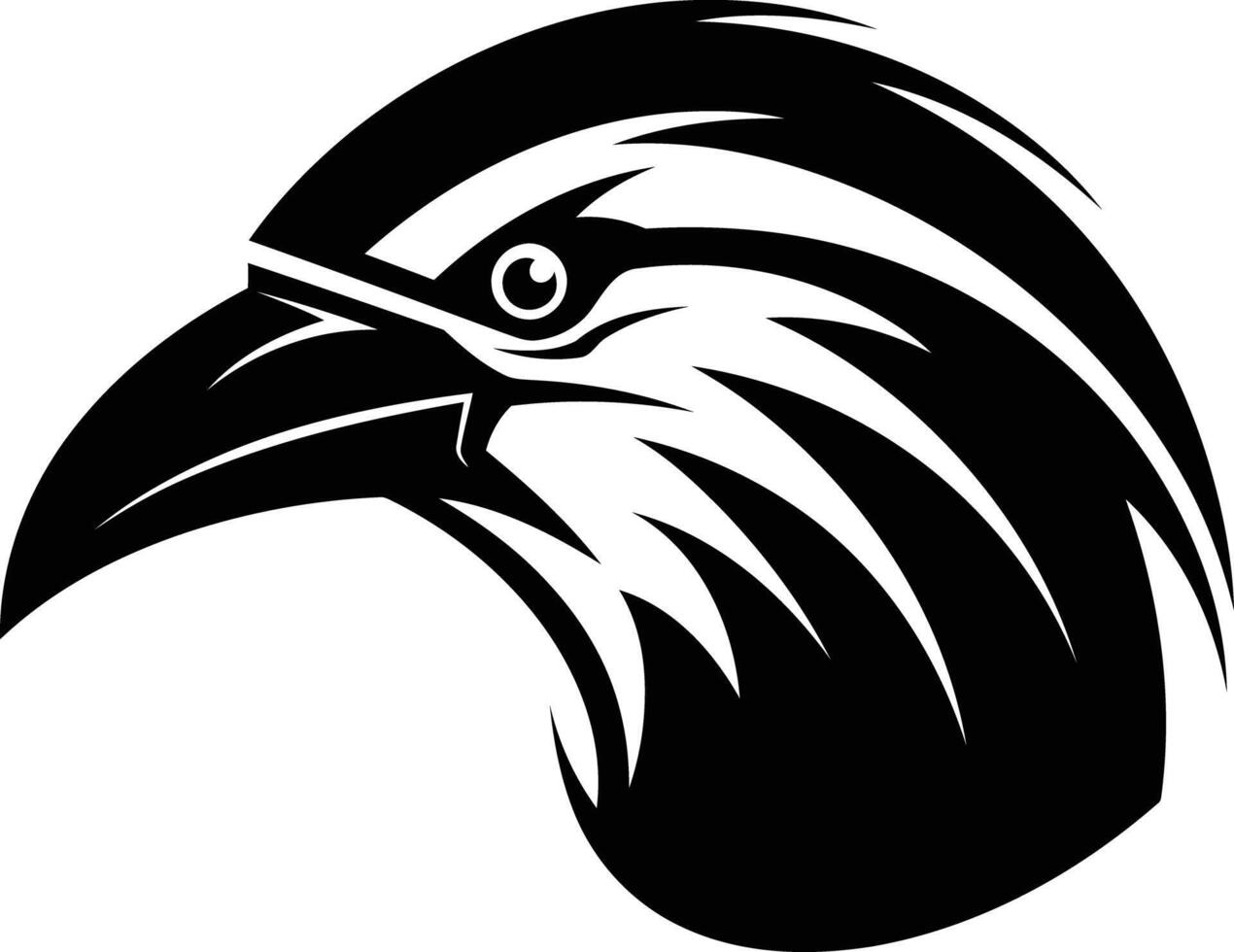 A black and white image of a bird head vector