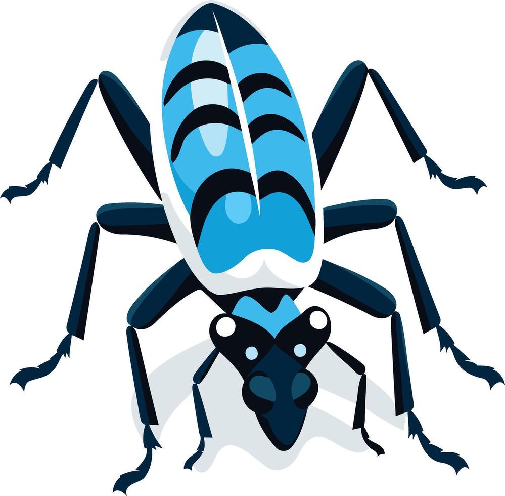 A blue and black bug with black stripes vector