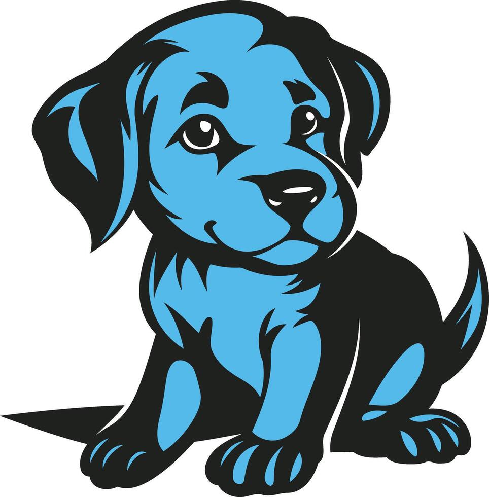 A blue puppy dog sitting down on a white background vector